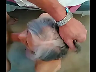 Mature slut is face fucked